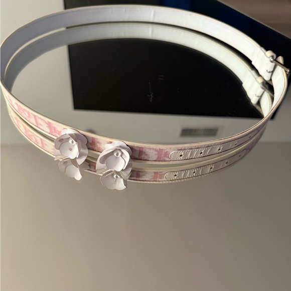 Dior Pink and White Women's Monogram Belt - Picture 1 of 7
